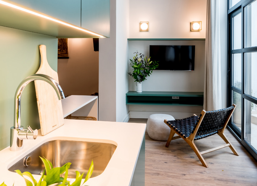 Kitchen and dining room of the apartment